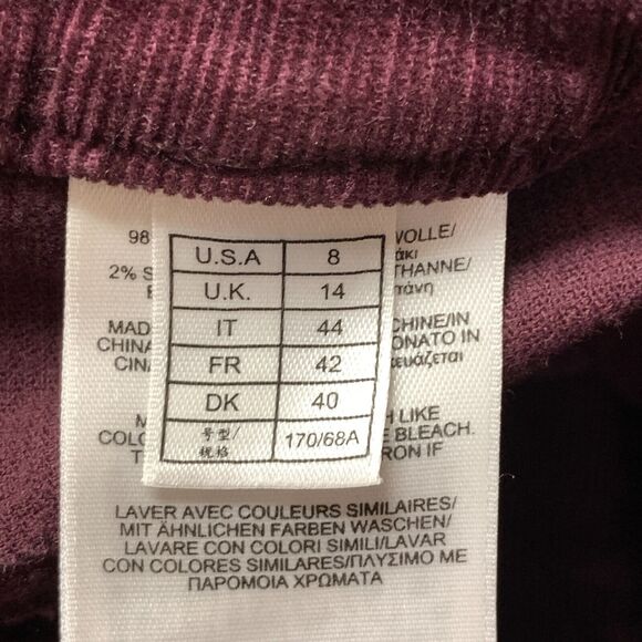 Brooks Brothers Natalie Fit Corduroy Pants Wine Red Sz 8 Preppy Fall - Picture 3 of 11